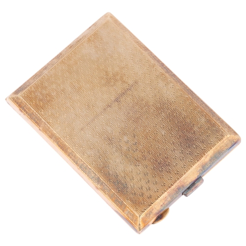 1223 - An Art Deco 9ct gold matchbook case, Adie Brothers Ltd, Birmingham 1929, rectangular form with allov... 