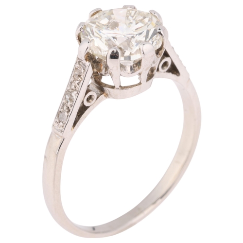 1232 - A GIA certified platinum 2.27ct single stone diamond ring, claw set with 2.27ct round brilliant-cut ... 