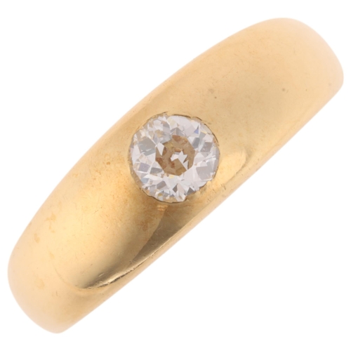 1238 - An Antique Victorian 18ct gold 0.2ct single stone diamond gypsy ring, indistinct maker, London 1892,... 