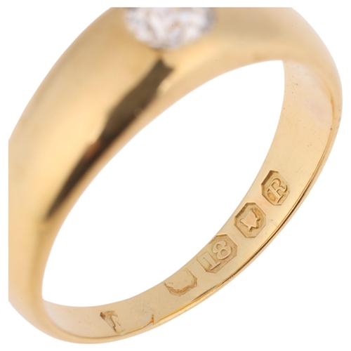 1238 - An Antique Victorian 18ct gold 0.2ct single stone diamond gypsy ring, indistinct maker, London 1892,... 