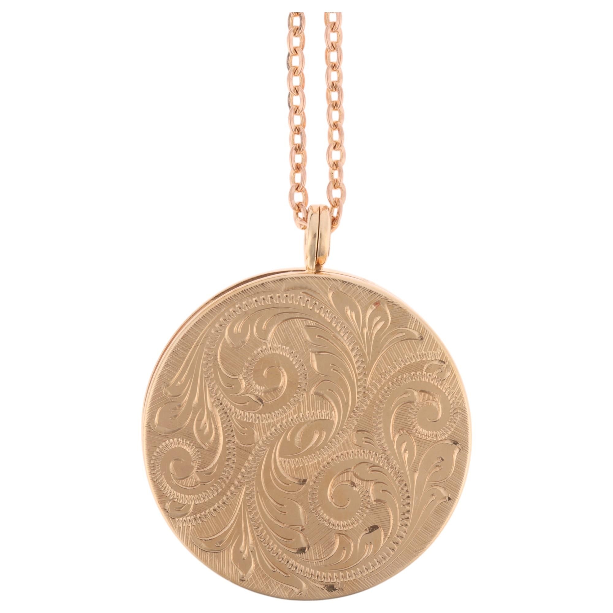 A Vintage 9ct gold double photo locket pendant necklace, maker B&S