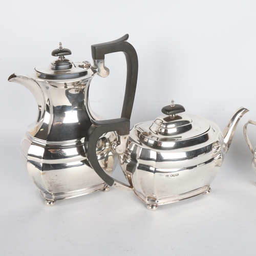 1765 - A George VI silver 4-piece tea set, William Bush & Sons Ltd, Sheffield 1944, comprising hot water ju... 