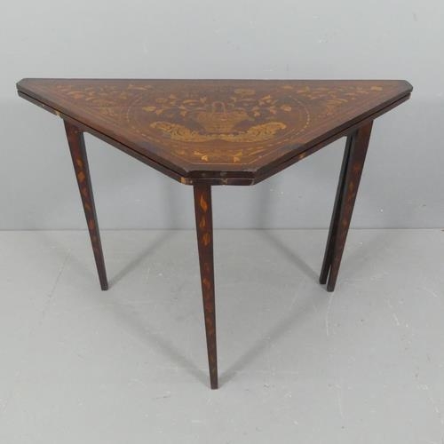 2245 - A 19th century Dutch marquetry folding envelope tea table. Dimensions (as square table), width 85cm,... 