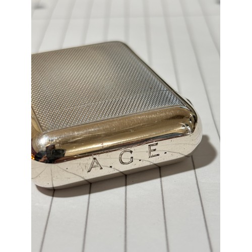 96 - A George V silver Vesta case, Alfred Clark, London 1921, rounded rectangular form with allover engin... 