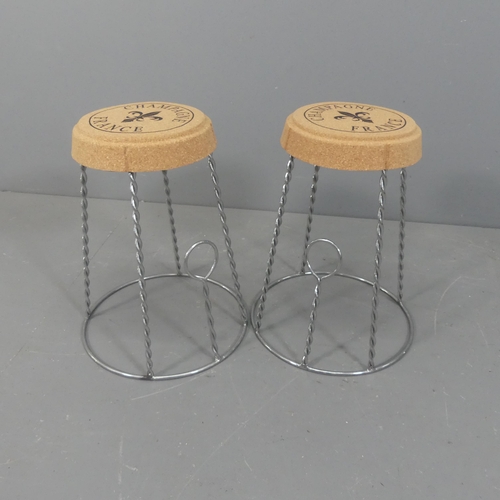 2046 - A pair of Champagne cork design stools. Height 52cm.