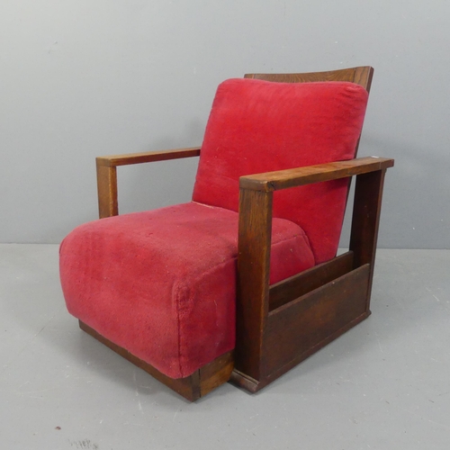 2056 - A 1920s Art Deco Modernist Heals style oak reclining lounge chair