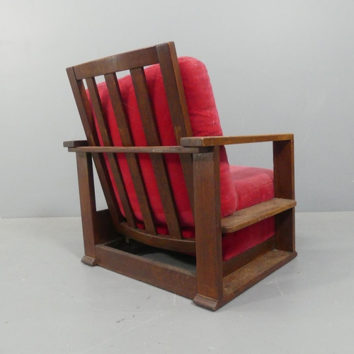 2056 - A 1920s Art Deco Modernist Heals style oak reclining lounge chair