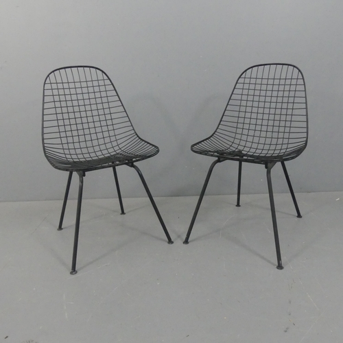 2058 - CHARLES AND RAY EAMES - A pair of black wire DKR chairs.