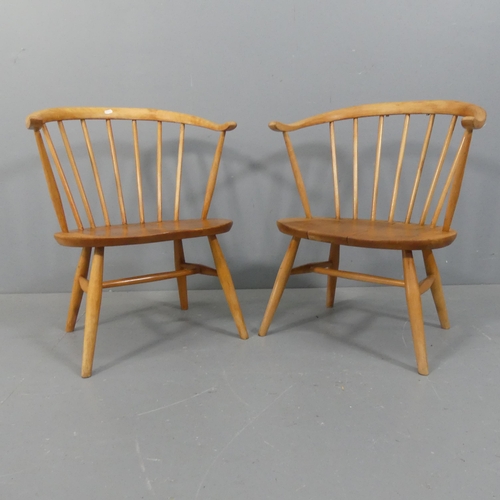 2062 - ERCOL - A pair of mid-century design Cowhorn model 338 chairs.