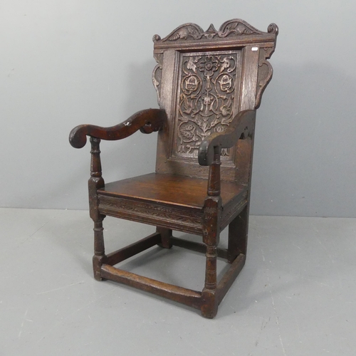 2065 - An 17th century oak Wainscot chair.