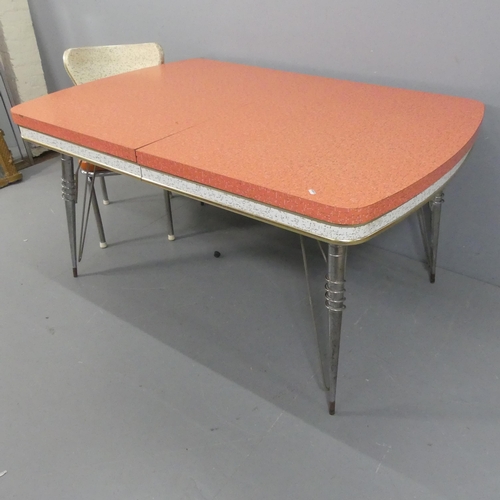 2067 - A mid-century formica-topped drawer leaf dining table, length 151cm (extending to 202cm), height 76c... 