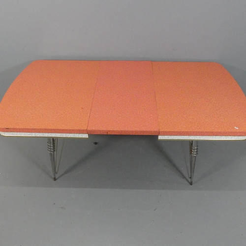 2067 - A mid-century formica-topped drawer leaf dining table, length 151cm (extending to 202cm), height 76c... 