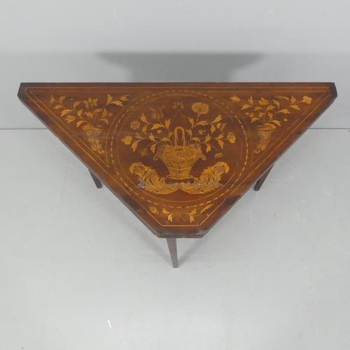 2245 - A 19th century Dutch marquetry folding envelope tea table. Dimensions (as square table), width 85cm,... 