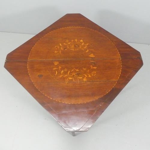 2245 - A 19th century Dutch marquetry folding envelope tea table. Dimensions (as square table), width 85cm,... 