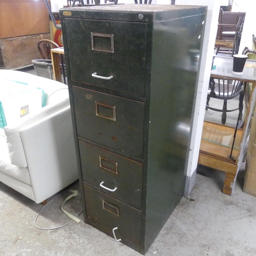 2329 - A vintage industrial painted metal four-drawer filing cabinet, labelled for Sheer Pride. Width 47cm,... 