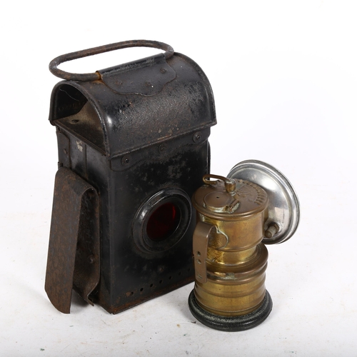 280 - A small Premier Lamp & Engineering Company Ltd miner's lamp, and a Light of London Patent no. 178544... 