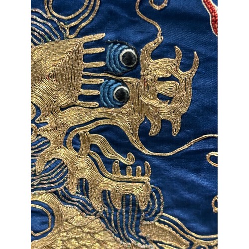 39 - A fine quality 19th century Chinese court robe, dark blue silk ground with gold thread hand embroide... 