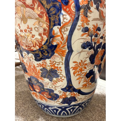 53 - A massive pair of Chinese Imari pattern porcelain vases, blue red and gilt on white ground, height 7... 