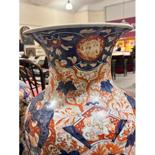 53 - A massive pair of Chinese Imari pattern porcelain vases, blue red and gilt on white ground, height 7... 