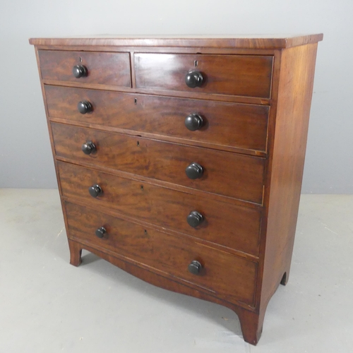 2301 - A Victorian mahogany chest of two short and four long drawers. Width 121cm, height 129cm, depth 55cm... 