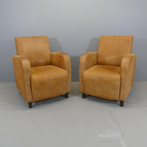 2350 - A pair of Art Deco style leather upholstered club armchairs.