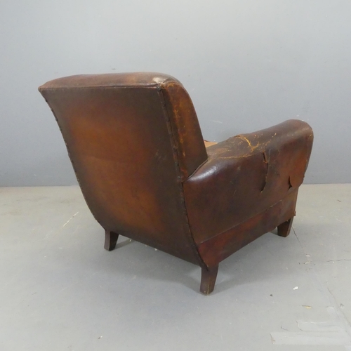 2356 - An early 20th century French leather upholstered club armchair.