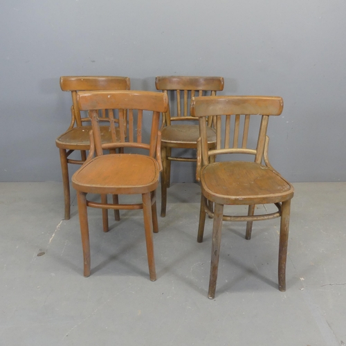 2440 - A set of four vintage bentwood bistro chairs, with indistinct impressed maker's marks and remains of... 