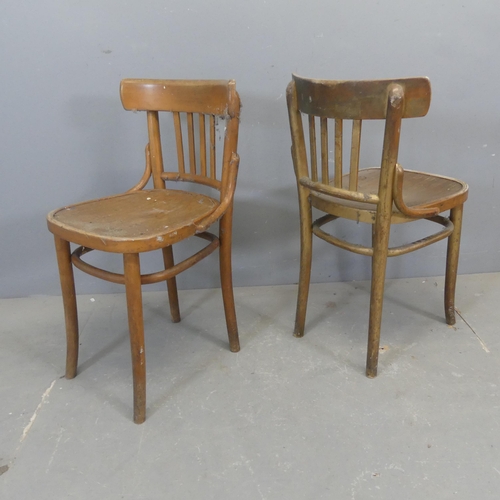 2440 - A set of four vintage bentwood bistro chairs, with indistinct impressed maker's marks and remains of... 