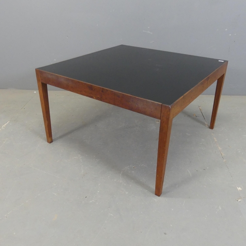 2441 - VANSON - A mid-century Danish style square topped coffee table, with composite top on teak frame. Wi... 