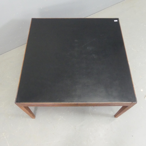 2441 - VANSON - A mid-century Danish style square topped coffee table, with composite top on teak frame. Wi... 