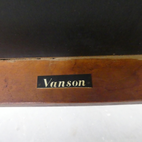 2441 - VANSON - A mid-century Danish style square topped coffee table, with composite top on teak frame. Wi... 