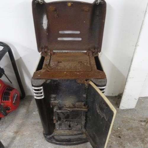 2452 - A French enamelled cast iron wood burning stove, marked Rosieres. Width 34cm, height 55cm, depth 37c... 