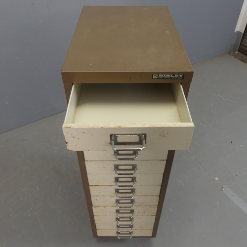 2456 - BISLEY - An industrial metal twelve-drawer filing cabinet. Width 28cm, height 94cm, depth 43cm.... 