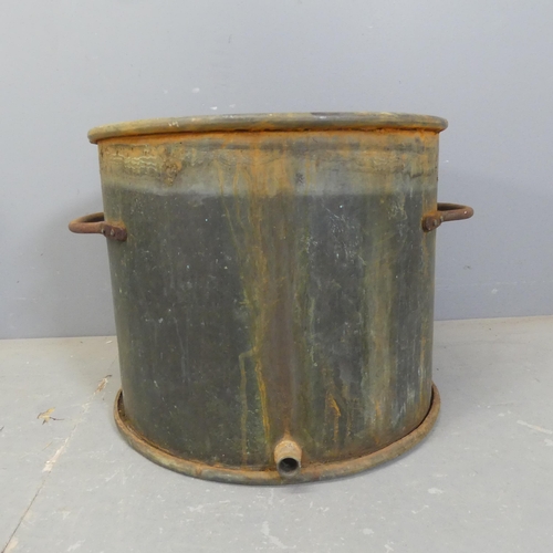 2463 - A cylindrical copper two-handled planter. Diameter 52cm, height 41cm.