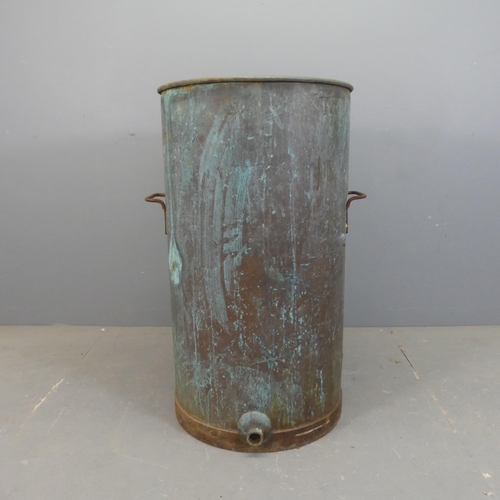 2465 - A Large and impressive verdigris copper planter, suitable for a tree, with two handles. Width (inclu... 