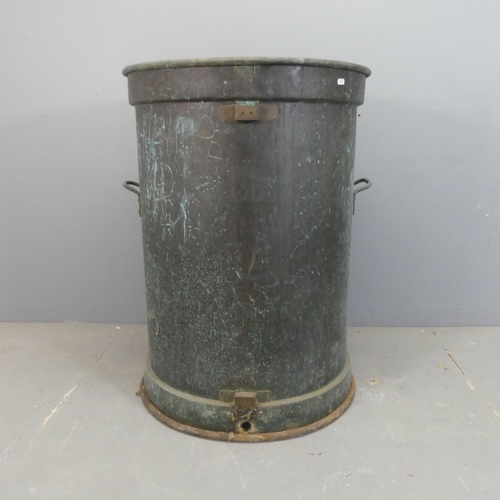 2466 - A Large and impressive verdigris copper planter, suitable for a tree, with two handles. Diameter 68c... 