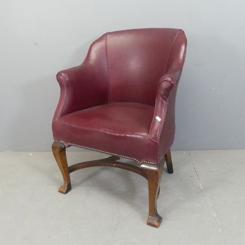 2473 - An Edwardian studded leather upholstered salon chair.