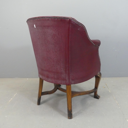 2473 - An Edwardian studded leather upholstered salon chair.