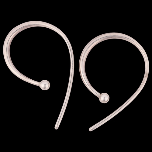 626 - KIRSTER PONTOPPIDAN - a pair of Danish modernist sterling silver ear cuffs, plain spiral form with b... 