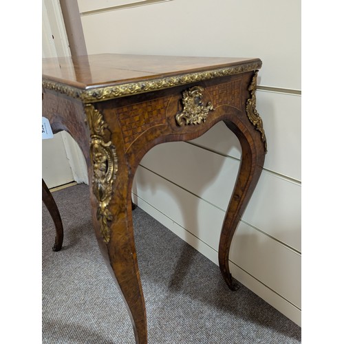 265 - 19th century French burr walnut and marquetry centre table on cabriole legs with ormolu mounts, heig... 