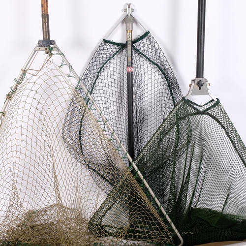 108 - 3 various landing nets, fish rod, canvas bag, etc