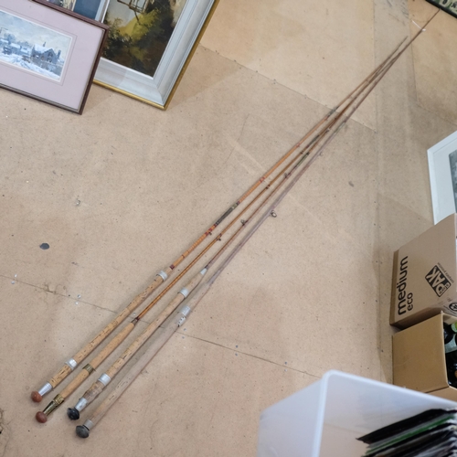 111 - 4 various Vintage split cane fishing rods