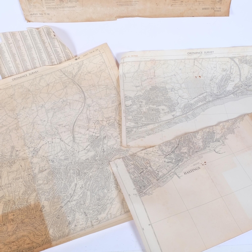 124 - A small selection of early Ordnance Survey maps, areas including Crowhurst, Bexhill, Hastings, etc