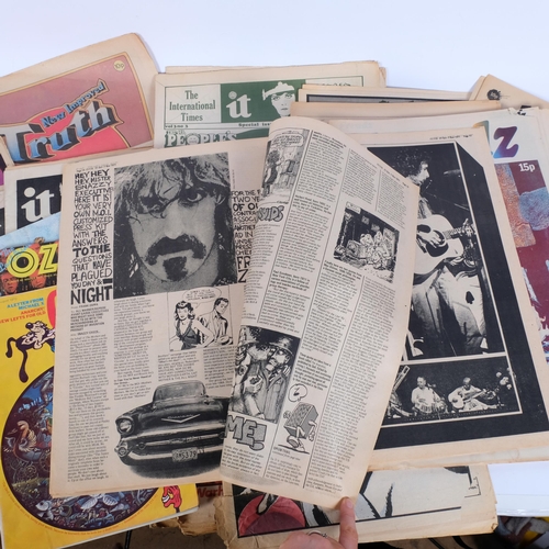 133 - A quantity of Vintage magazines and papers, including 3 volumes of Oz, January February 1973, and Wi... 