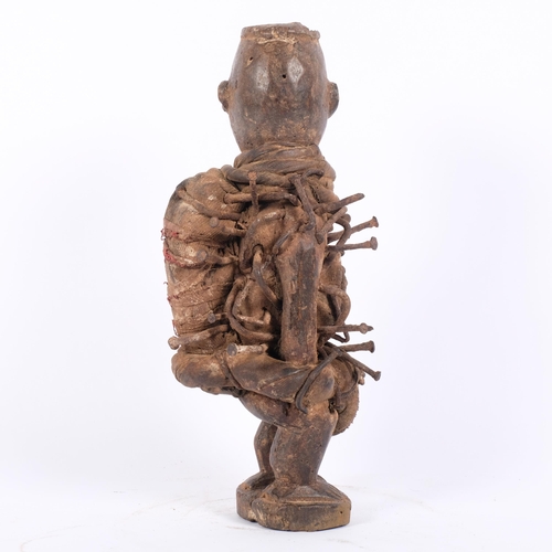 14 - An African Tribal nail fetish figure (Nkisi Nkodi, Republic of Congo), H30cm