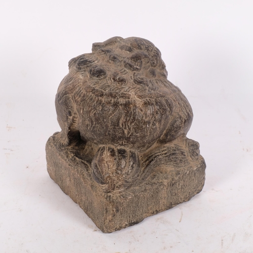 154 - A Chinese carved stoneware study of a dog of fo, H14cm