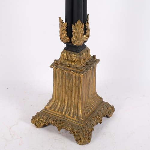 177 - A gilt-metal and cluster column table lamp, height to top of bayonet fitting 68.5cm