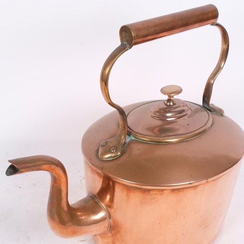 182 - A large Victorian copper kettle, H32cm