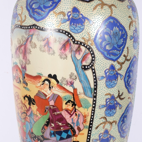 200 - A large reproduction Chinese style vase, with painted decoration, H61cm