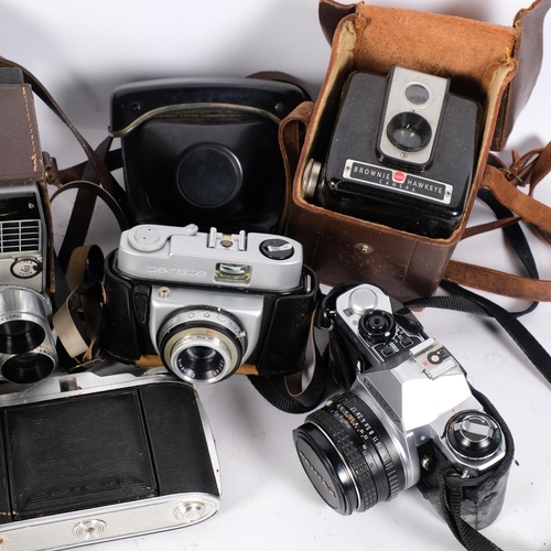 222 - A collection of various cameras, including a Pentax ME Super with 50mm lens, Kodak Instant Load 126 ... 